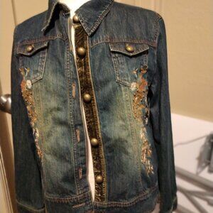 Women's Vintage Distressed Denim Jacket Size Small